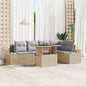JUNG Vida Garten-Sofa-Set mit Kissen 6 pcs Beige Poly Rattan
