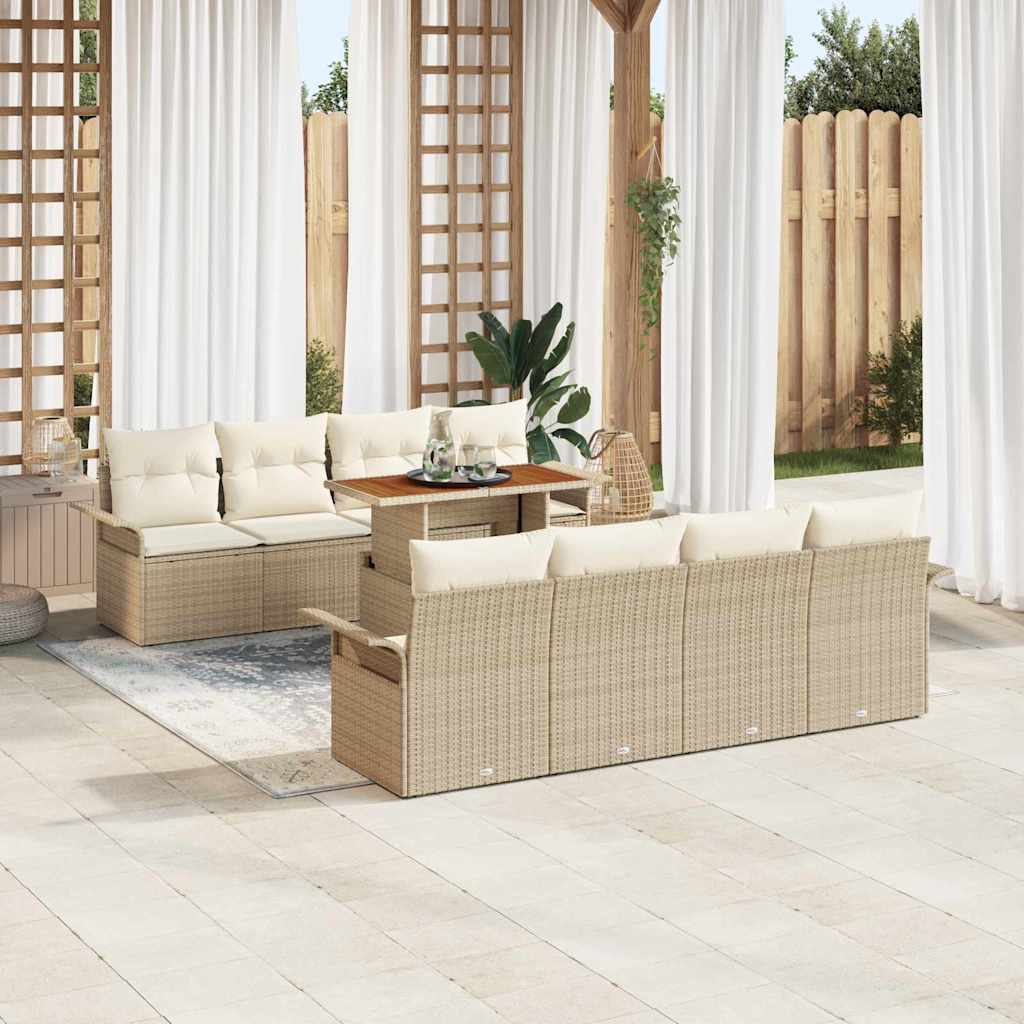 JUNG Vida Gartensofa-set mit Kissen 7 pcs Beige und Creme Poly-Rattan
