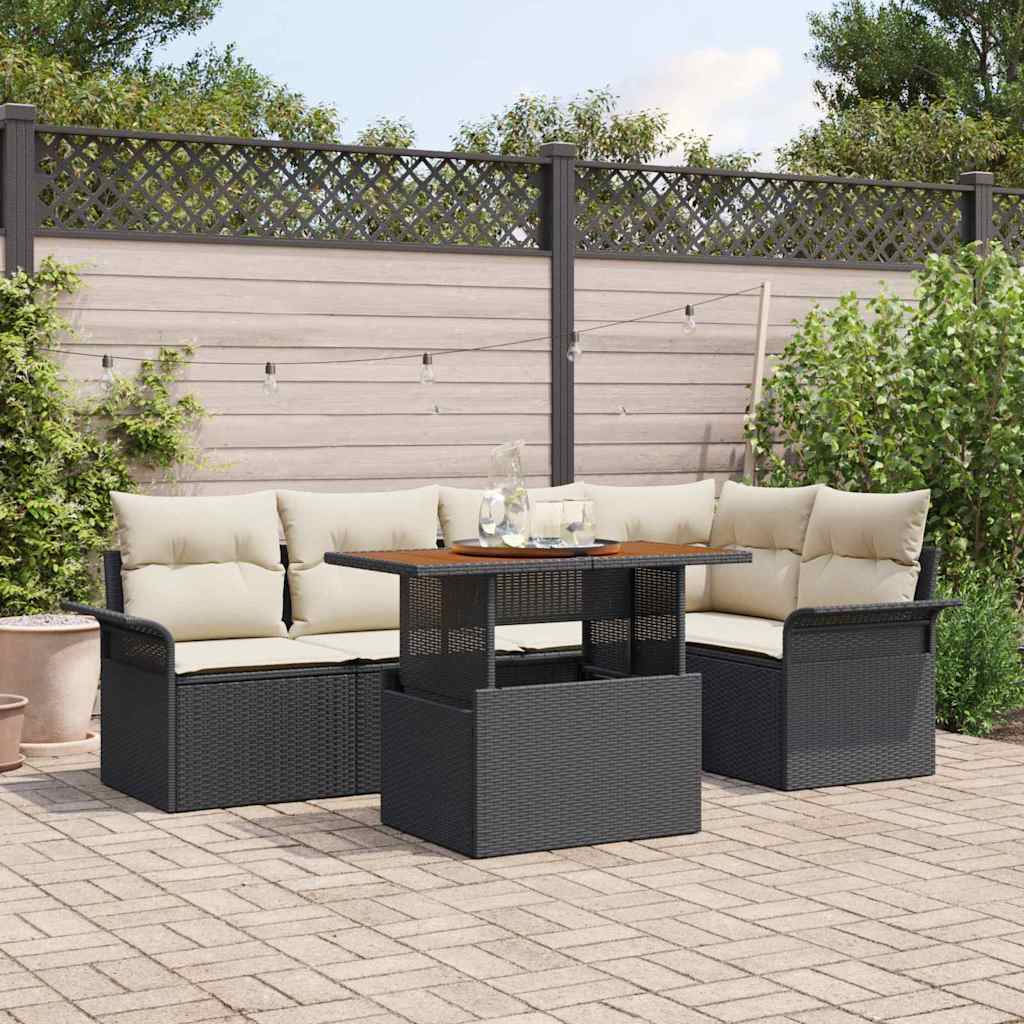 JUNG Vida Garten-Sofa-Set mit Kissen 6 pcs Schwarz und Creme