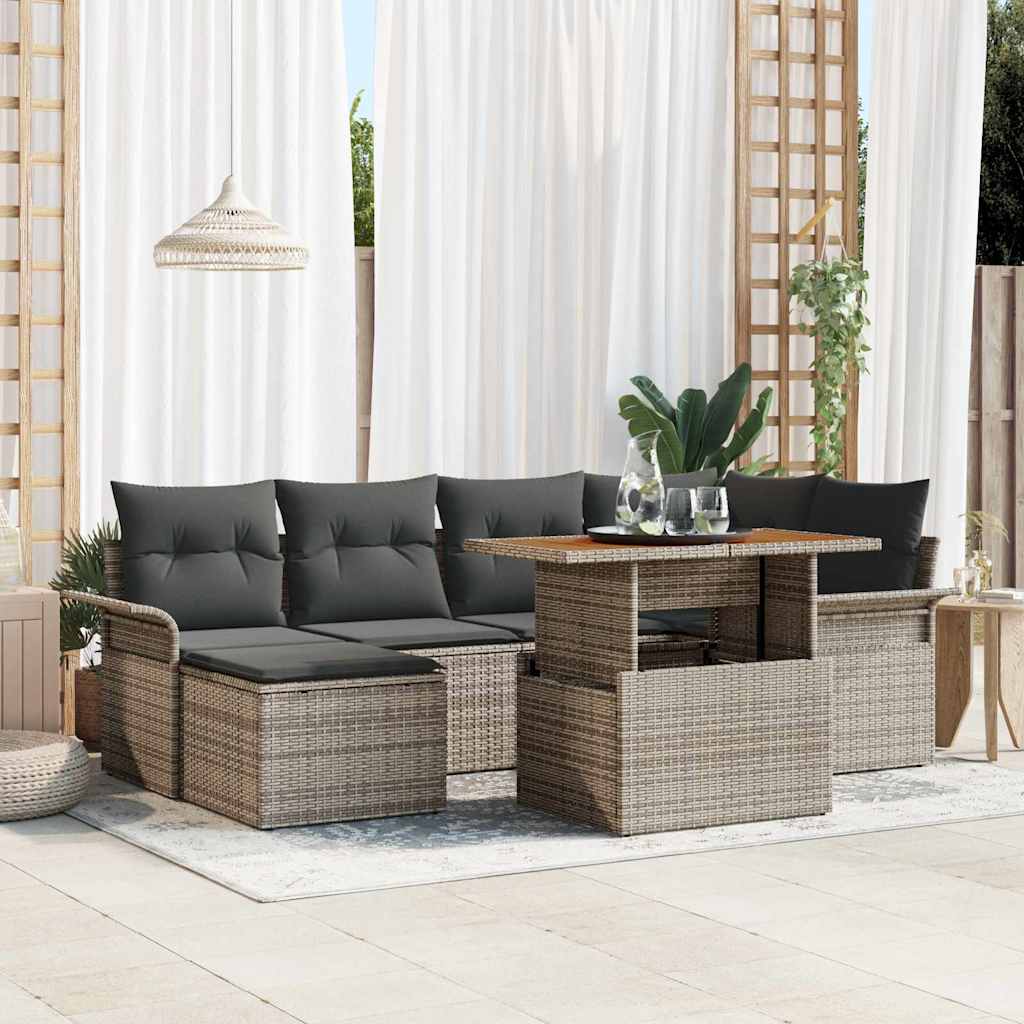 JUNG Vida Gartensofa-set mit Kissen 7 pcs Grau Poly-Rattan