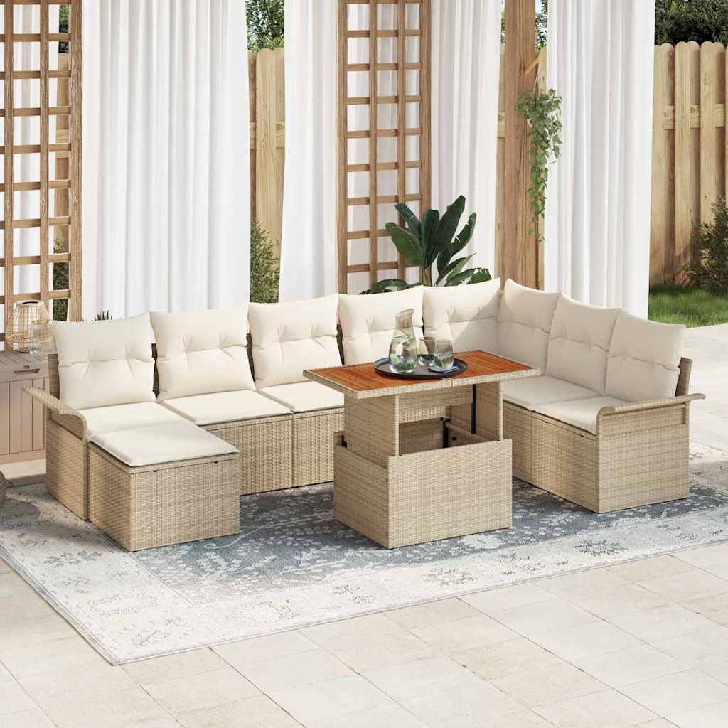 JUNG Vida Garten-Sofa-Set mit Kissen 9 pcs Beige und Creme