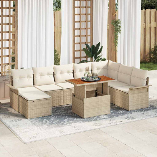 JUNG Vida Garten-Sofa-Set mit Kissen 9 pcs Beige und Creme