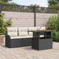 JUNG Vida Gartensofa-set mit Kissen 5 pcs Schwarz und Creme Poly-Rattan