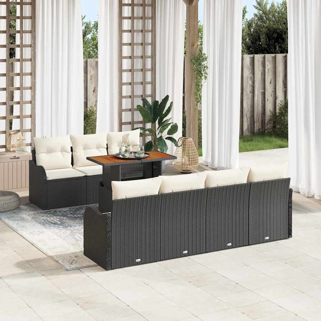 JUNG Vida Garten-Sofa-Set mit Kissen 8 pcs Schwarz und Creme