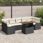 JUNG Vida Gartensofa-set mit Kissen 8 pcs Schwarz und Creme Poly-Rattan