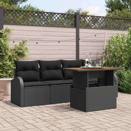 JUNG Vida Garten-Sofa-Set mit Kissen 5 pcs Schwarz
