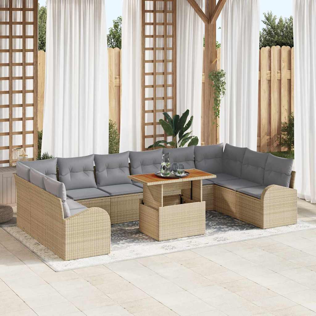 JUNG Vida Garten-Sofa-Set mit Kissen 11 pcs Beige und Hellgrau