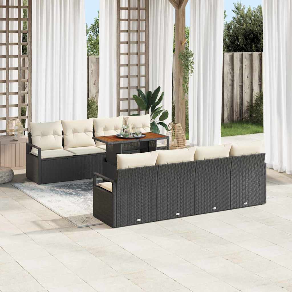 JUNG Vida Garten-Sofa-Set mit Kissen mit Kissen 9 pcs Schwarz und Creme