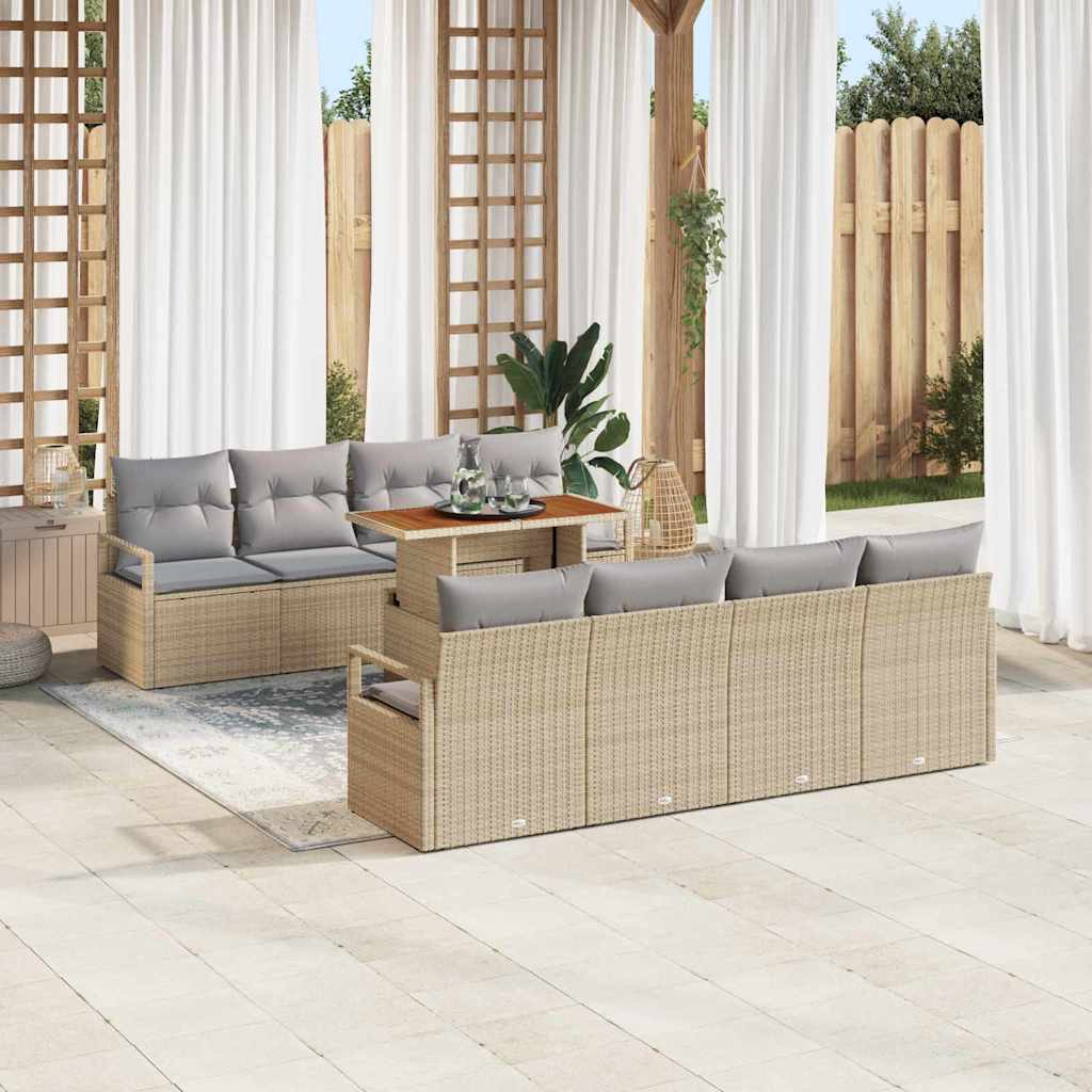 JUNG Vida Garten-Sofa-Set mit Kissen mit Kissen 9 pcs Beige und Grau