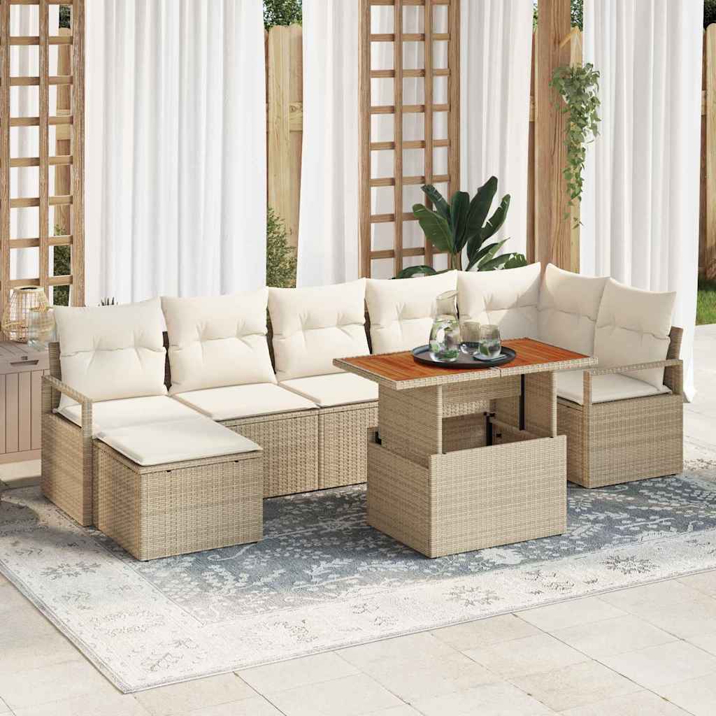 JUNG Vida Garten Essgruppe mit Kissen 8 pcs Beige und Creme