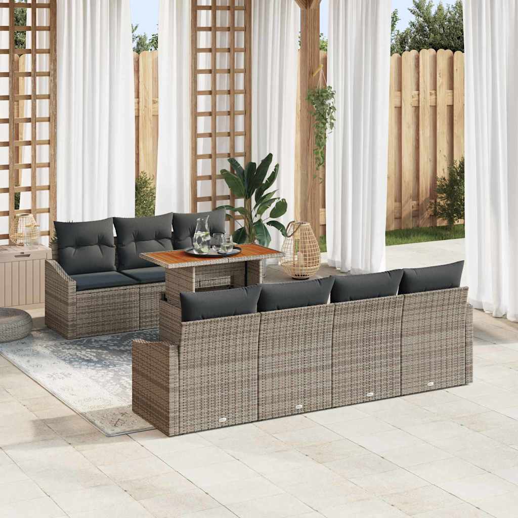 JUNG Vida Garten Essgruppe mit Kissen 8 pcs Grau und Braun