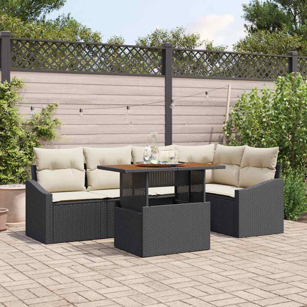JUNG Vida Garten Essgruppe mit Kissen 6 pcs Schwarz und Creme