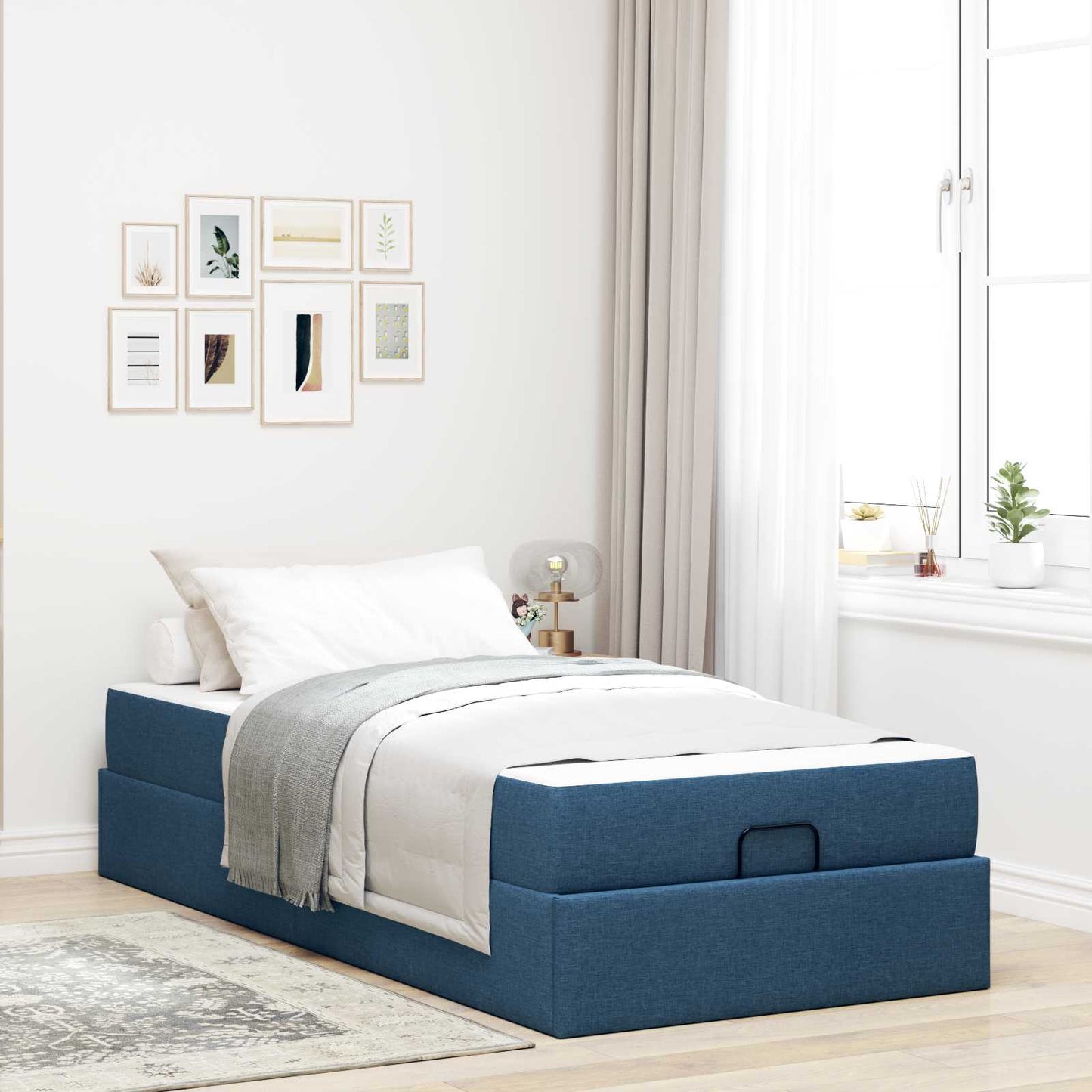 JUNG Vida Bettgestell mit Matratze mit Matratze 2 pcs Blau Stoff