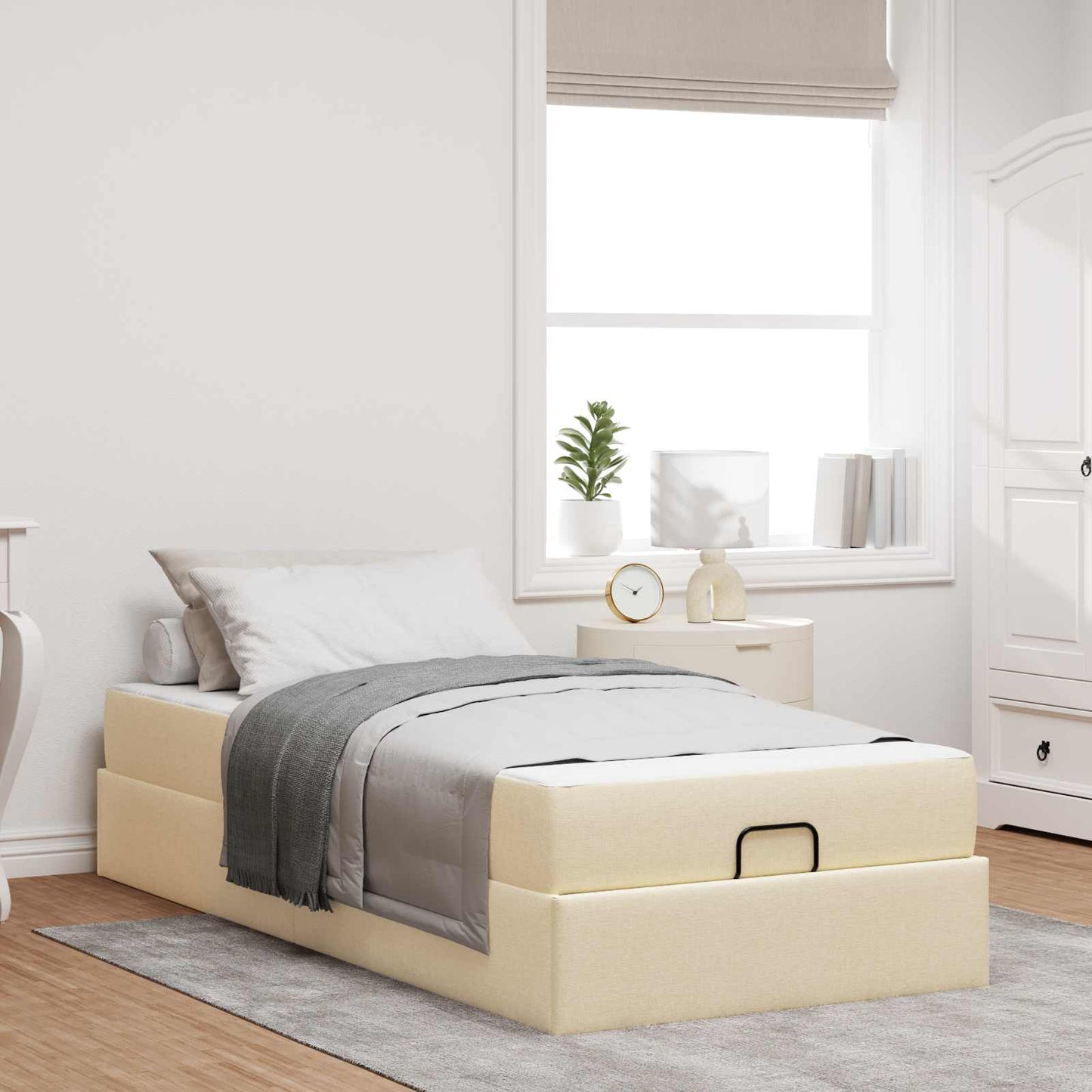 JUNG Vida Bettgestell mit Matratze mit Matratze 2 pcs Creme Stoff