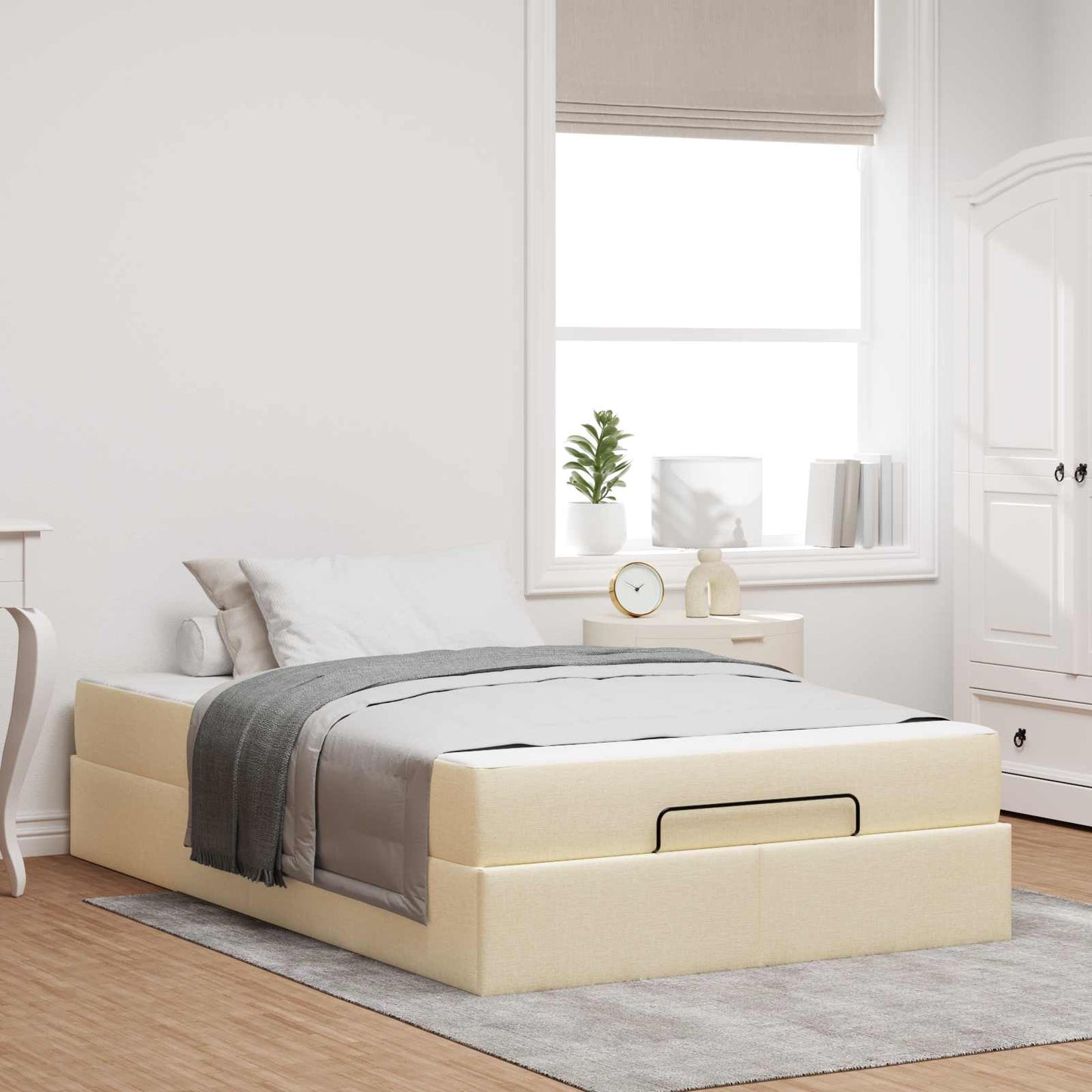 JUNG Vida Bettgestell mit Matratze mit Matratze 2 pcs Creme Stoff