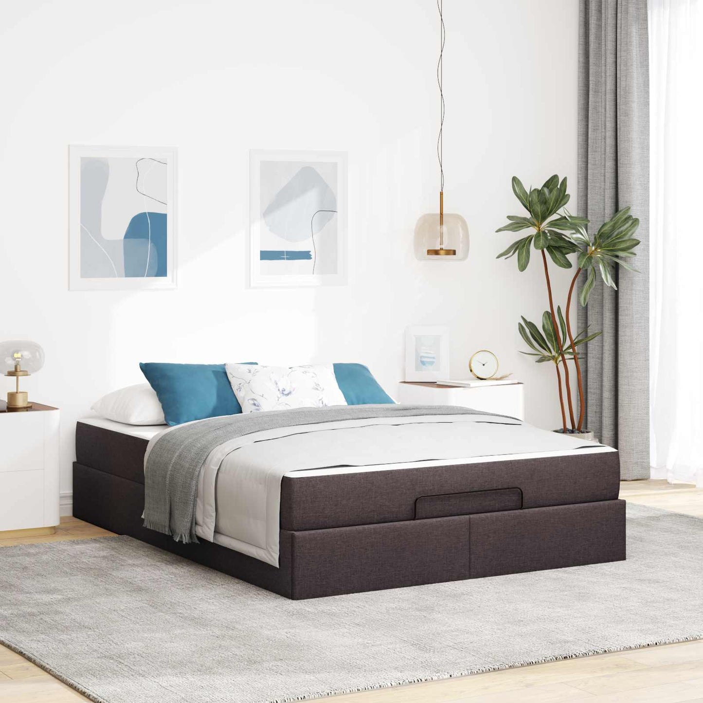 JUNG Vida Bettgestell mit Matratze mit Matratze 2 pcs Hellbraun Stoff