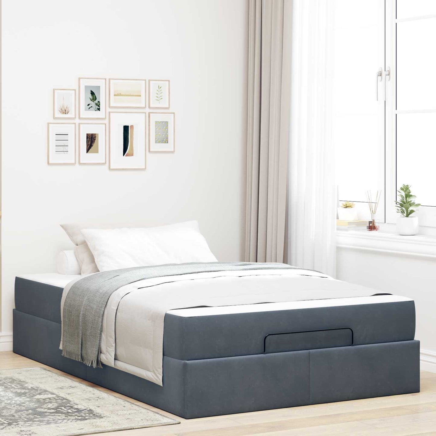 JUNG Vida Bettgestell mit Matratze mit Matratze 2 pcs Dunkelgrau Samt