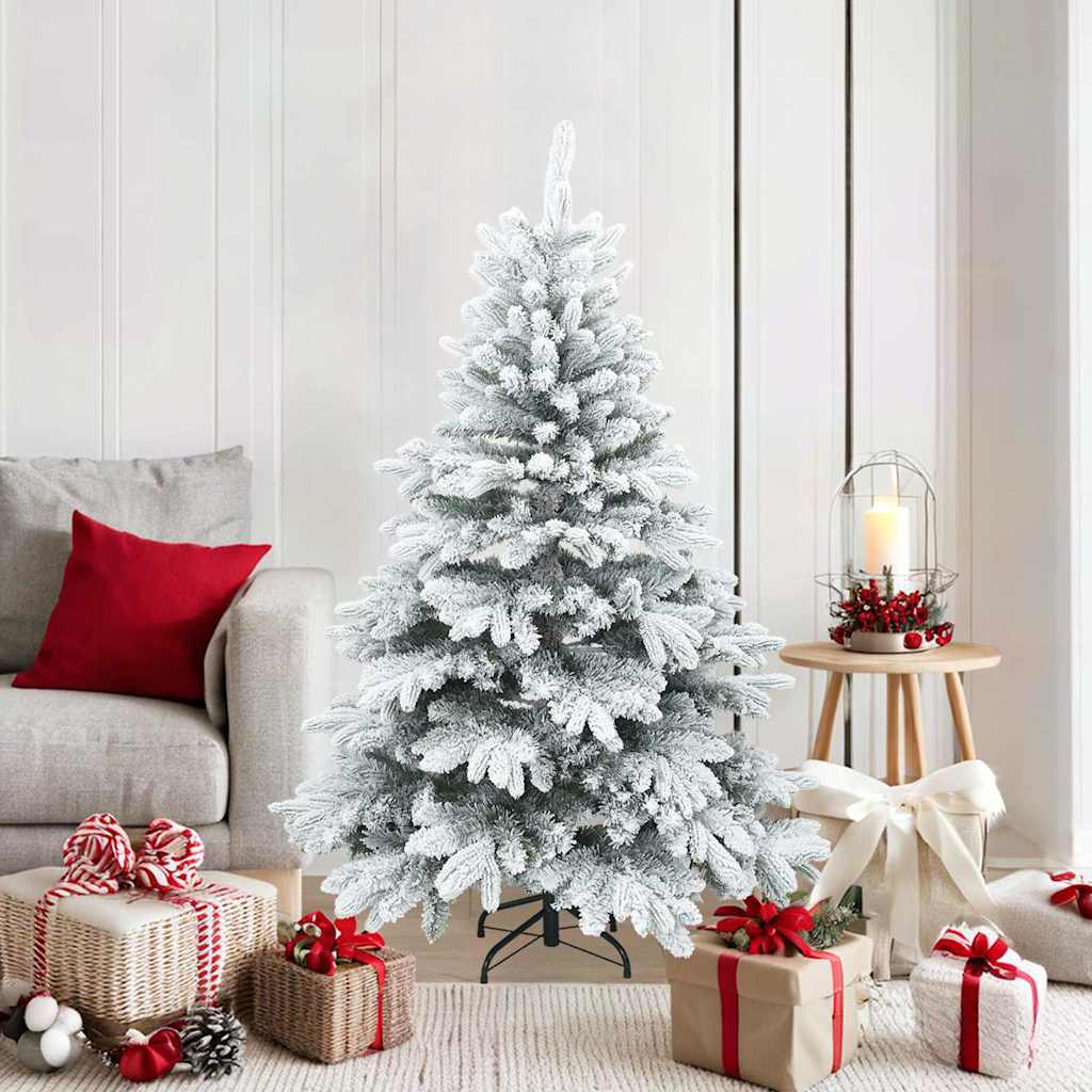 JUNG Vida Künstlicher Scharnier-Weihnachtsbaum schneebedeckt Weiß 150 cm