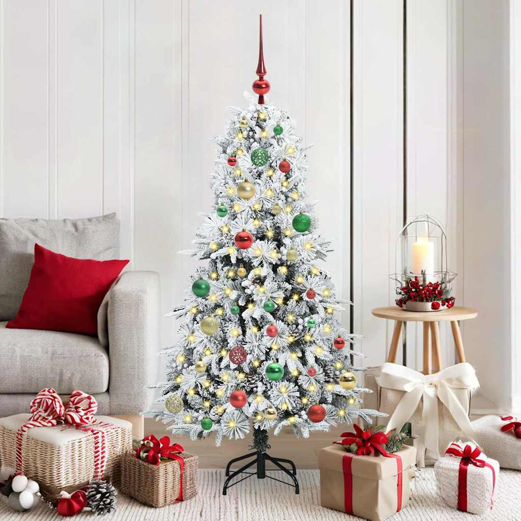 JUNG Vida Künstlicher klappbarer Weihnachtsbaum Weiß 150 cm PE und PVC