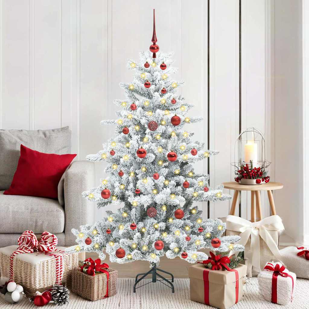 JUNG Vida Künstlicher klappbarer Weihnachtsbaum Weiß 150 cm PVC und Stahl