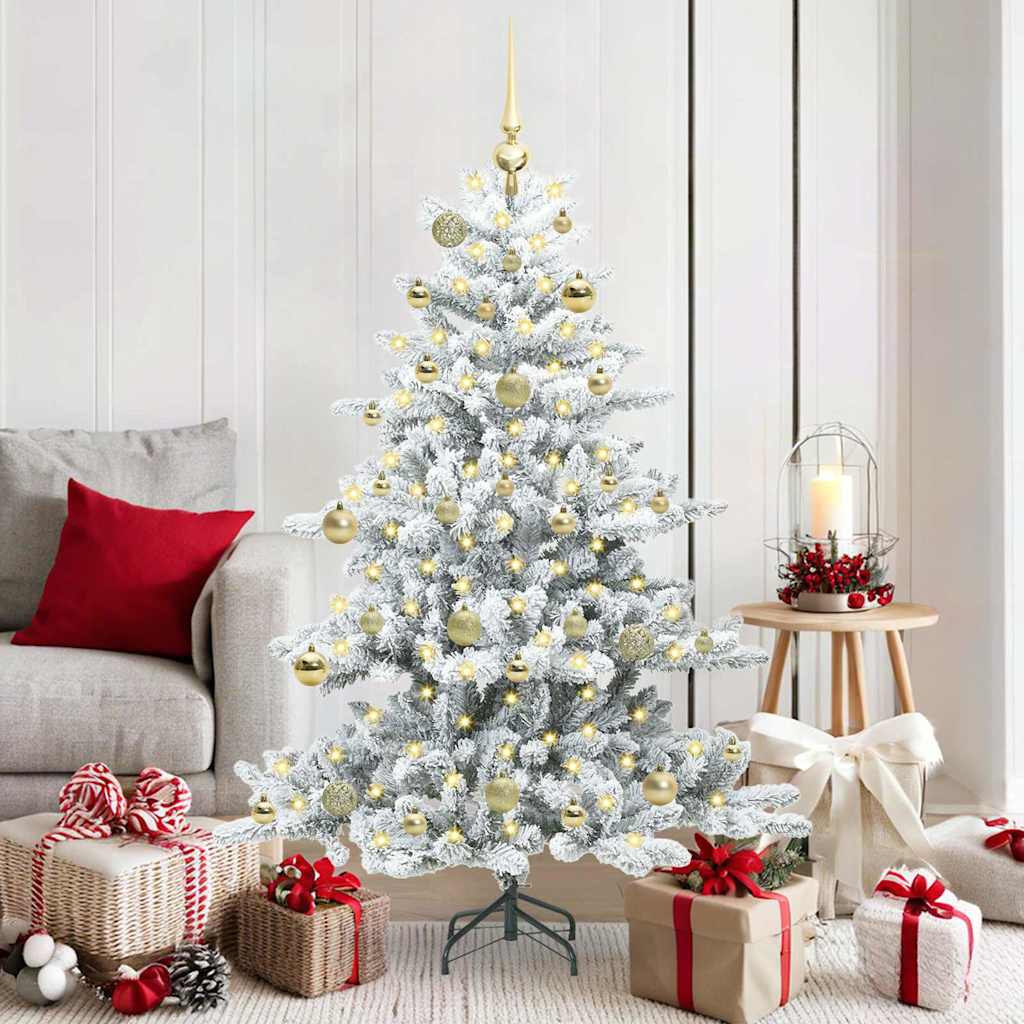 JUNG Vida Künstlicher klappbarer Weihnachtsbaum Weiß 150 cm PVC und Stahl