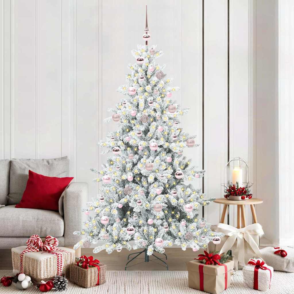 JUNG Vida Künstlicher klappbarer Weihnachtsbaum Weiß 180 cm PVC und Stahl