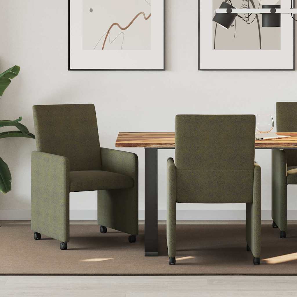 JUNG Vida Esszimmerstühle mit Rollen 2 pcs Armeegrün 57 x 66 x 94 cm