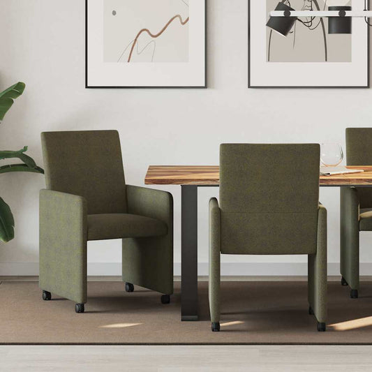 JUNG Vida Esszimmerstühle mit Rollen 2 pcs Armeegrün 57 x 66 x 94 cm