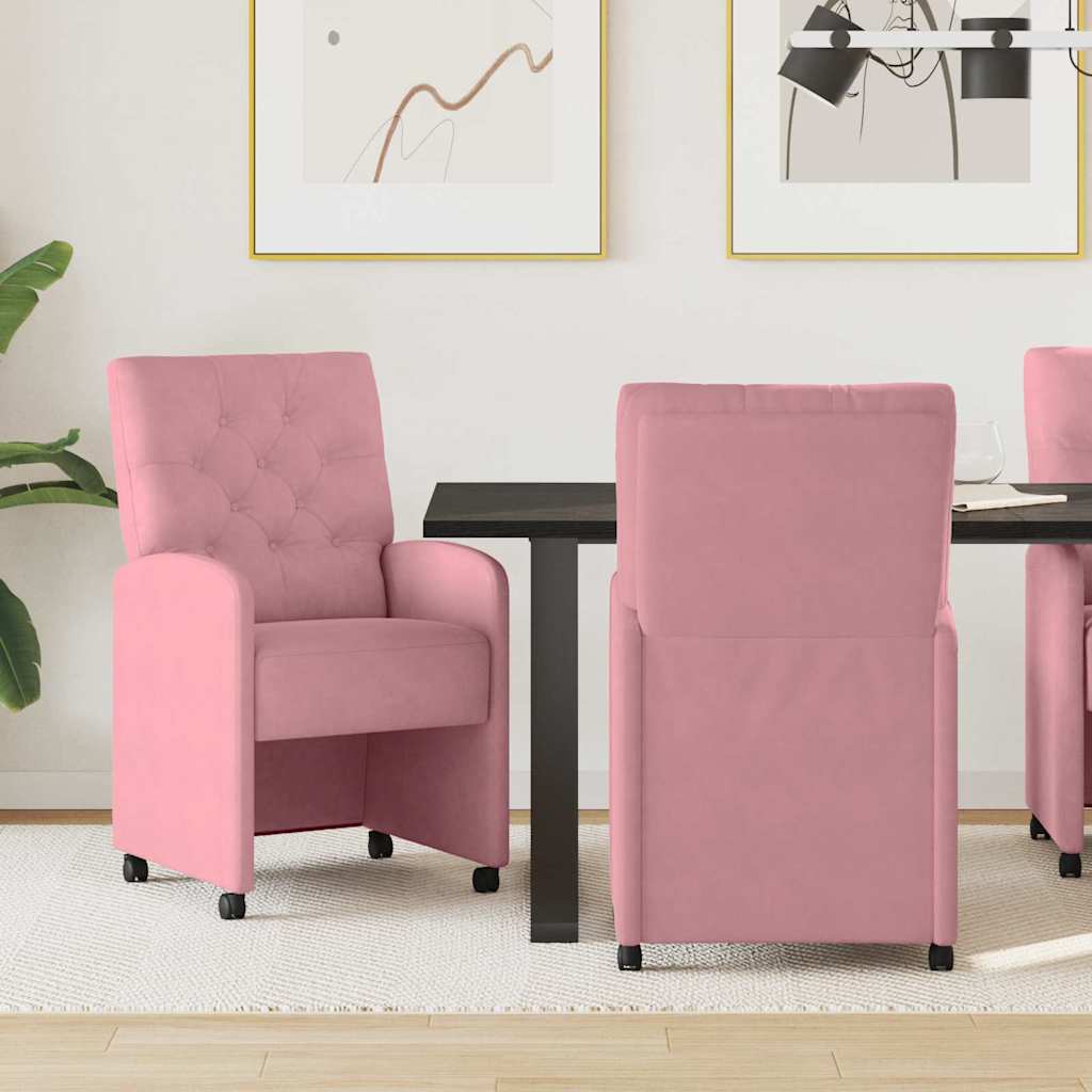 JUNG Vida Esszimmerstühle mit Rollen 2 pcs Rosa 58 x 67 x 97 cm Samt