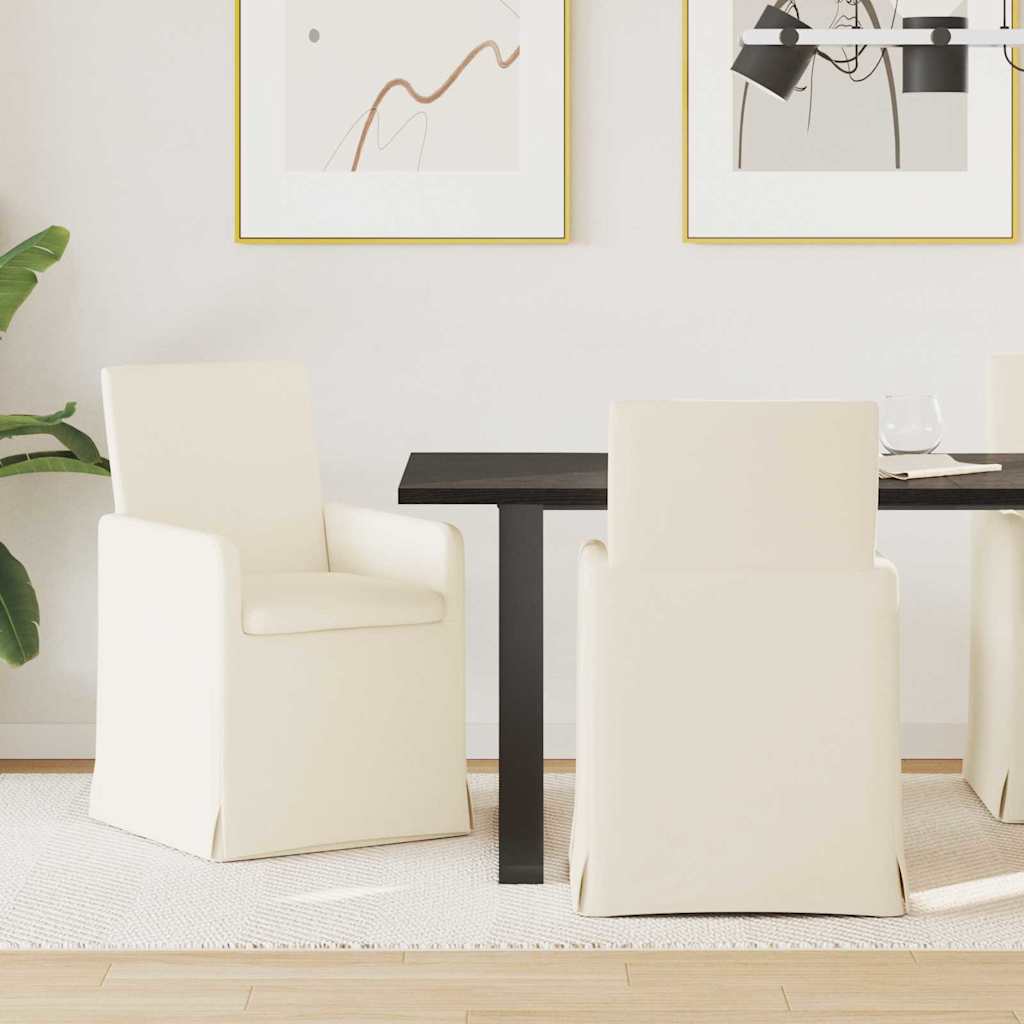 JUNG Vida Esszimmerstühle mit Rädern 2 pcs Beige 57 x 67 x 95 cm Leinen