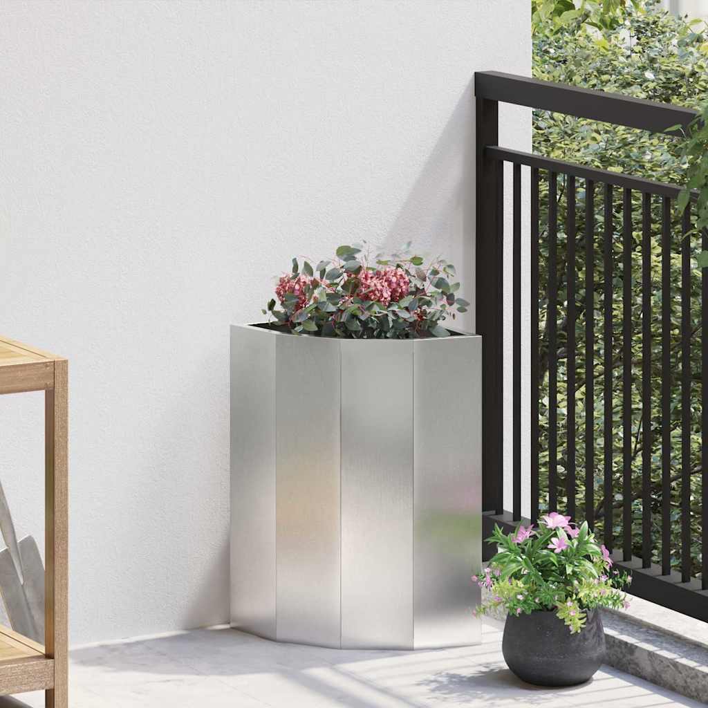 JUNG Vida Eckpflanzer Silber 30 x 30 x 50 cm Edelstahl