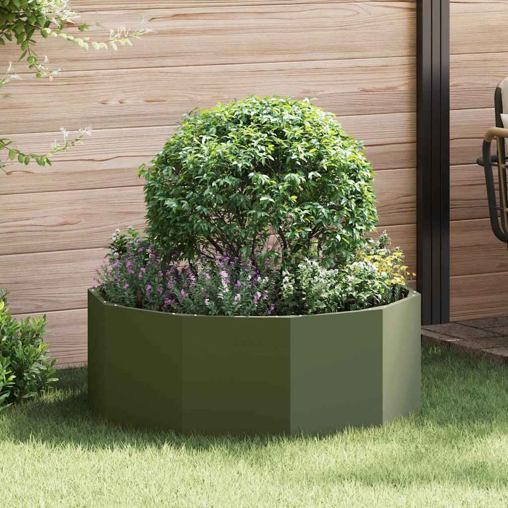 JUNG Vida Pflanzkübel Olive Grün 90 x 90 x 35 cm Stahl
