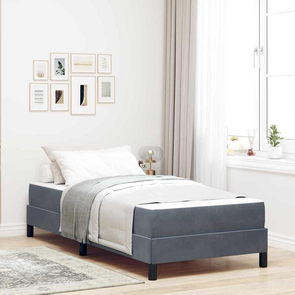 JUNG Vida Boxspringbett mit Matratze Dunkelgrau 90 x 200 cm Stoff