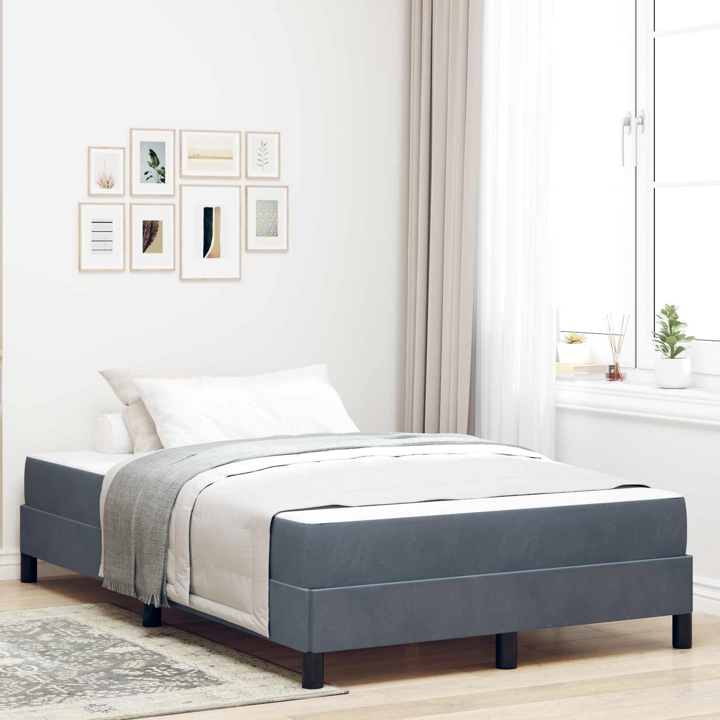 JUNG Vida Boxspringbett mit Matratze Dunkelgrau 120 x 200 cm Stoff