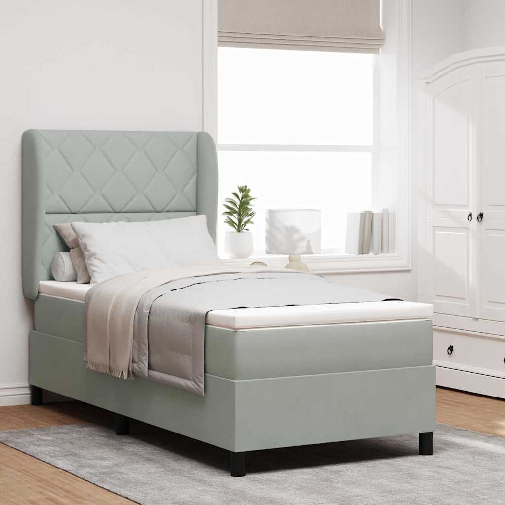 JUNG Vida Boxspringbett mit Matratze Hellgrau 200 x 100 cm Polyester