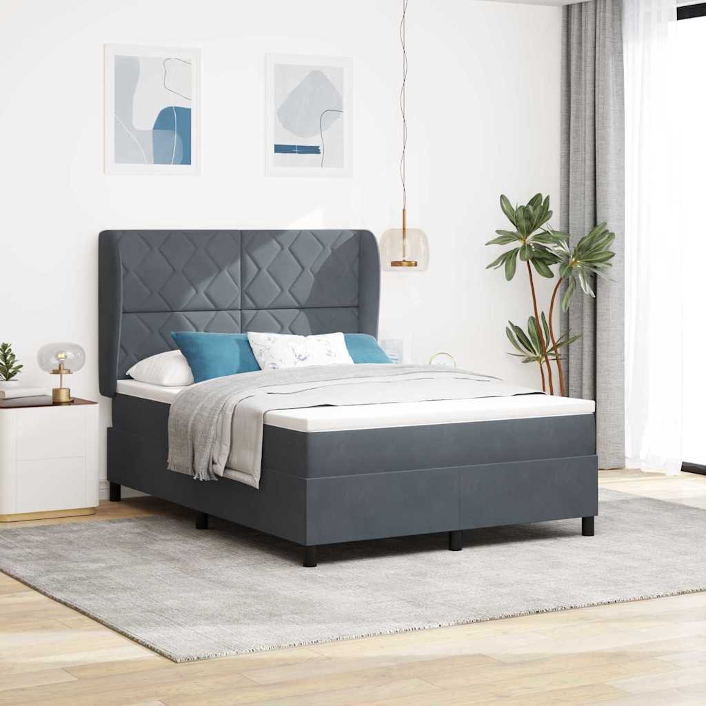 JUNG Vida Boxspringbett mit Matratze Dunkelgrau 200 x 140 cm Polyester