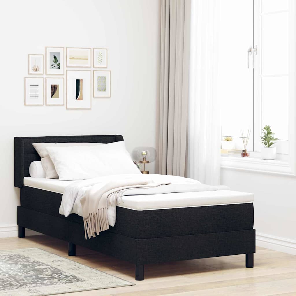 JUNG Vida Boxspringbett mit Matratze Schwarz 200 x 90 cm Polyester