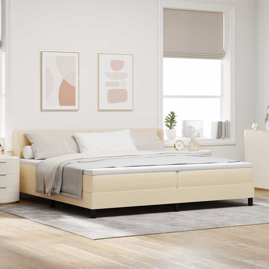 JUNG Vida Boxspringbett mit Matratze Creme 200 x 200 cm Polyester