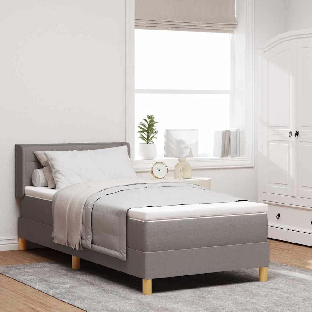 JUNG Vida Boxspringbett mit Matratze mit Kopfteil Taupe 90 x 190 cm Stoff