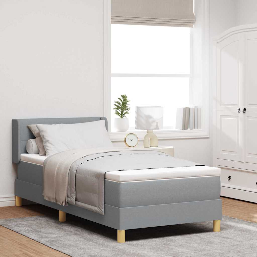 JUNG Vida Boxspringbett mit Matratze Hellgrau 200 x 100 cm Polyester