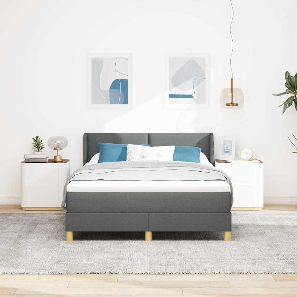 JUNG Vida Boxspringbett mit Matratze Dunkelgrau 140 x 200 cm Stoff