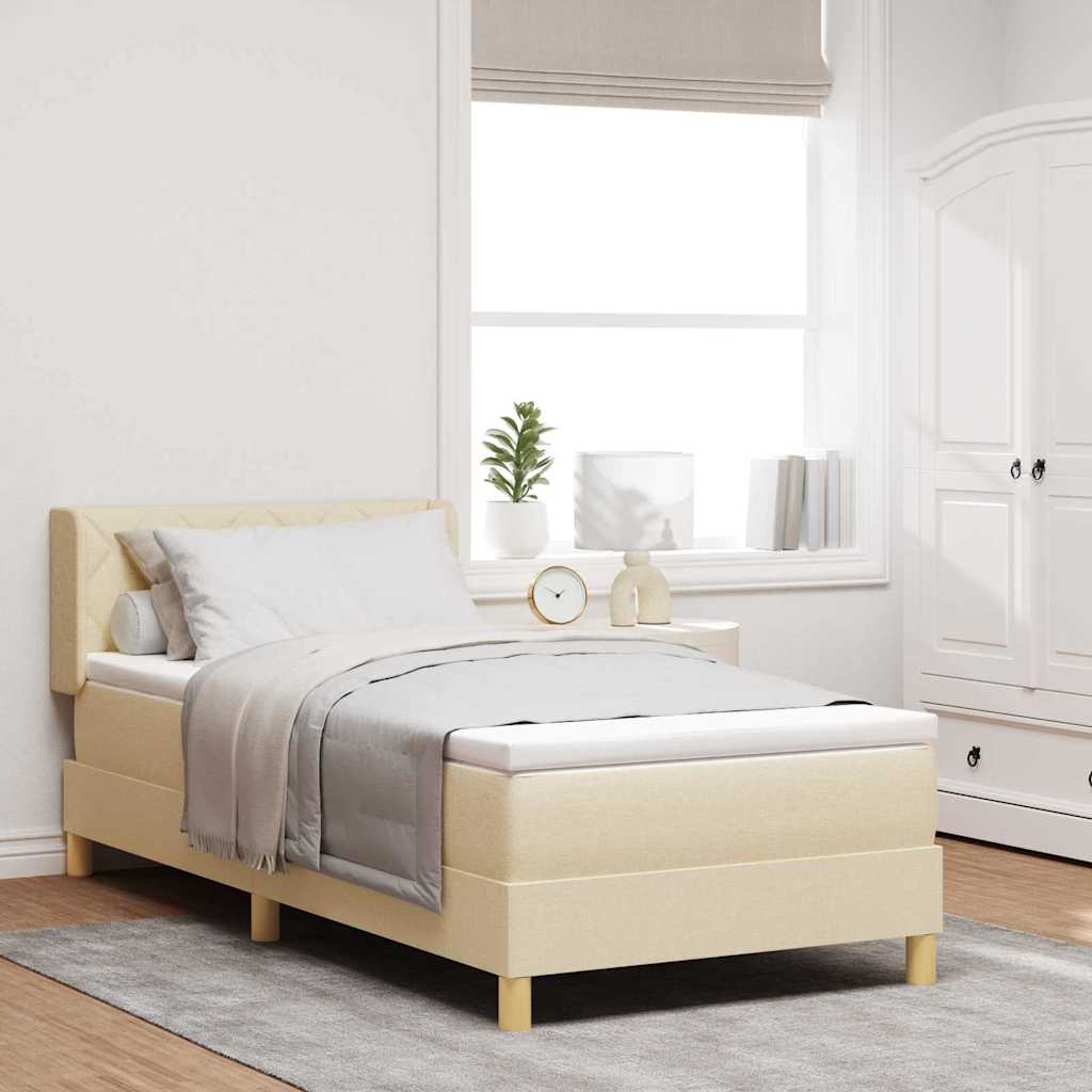 JUNG Vida Boxspringbett mit Matratze Creme 190 x 90 cm Polyester