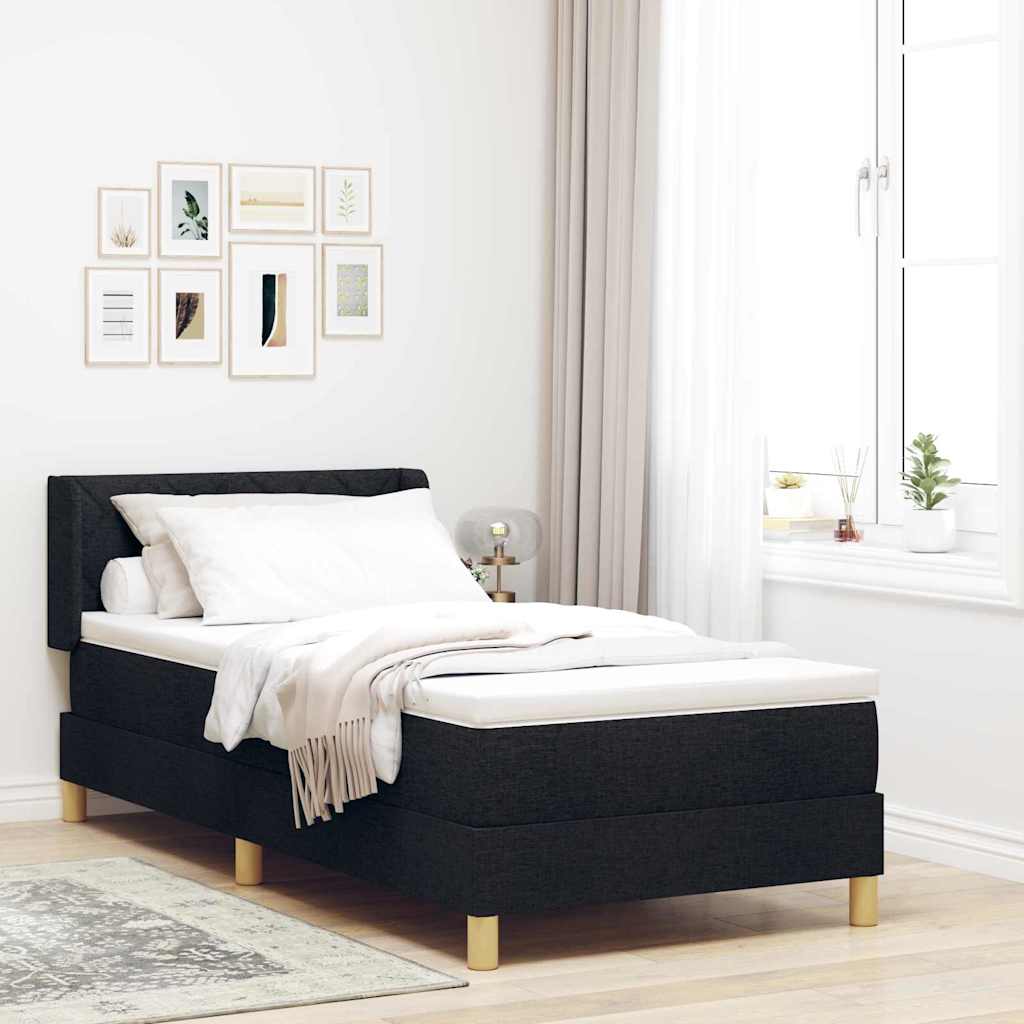 JUNG Vida Boxspringbett mit Matratze Schwarz 200 x 90 cm Polyester