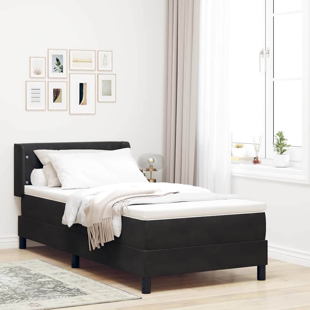 JUNG Vida Boxspringbett mit Matratze Schwarz 190 x 90 cm Polyester