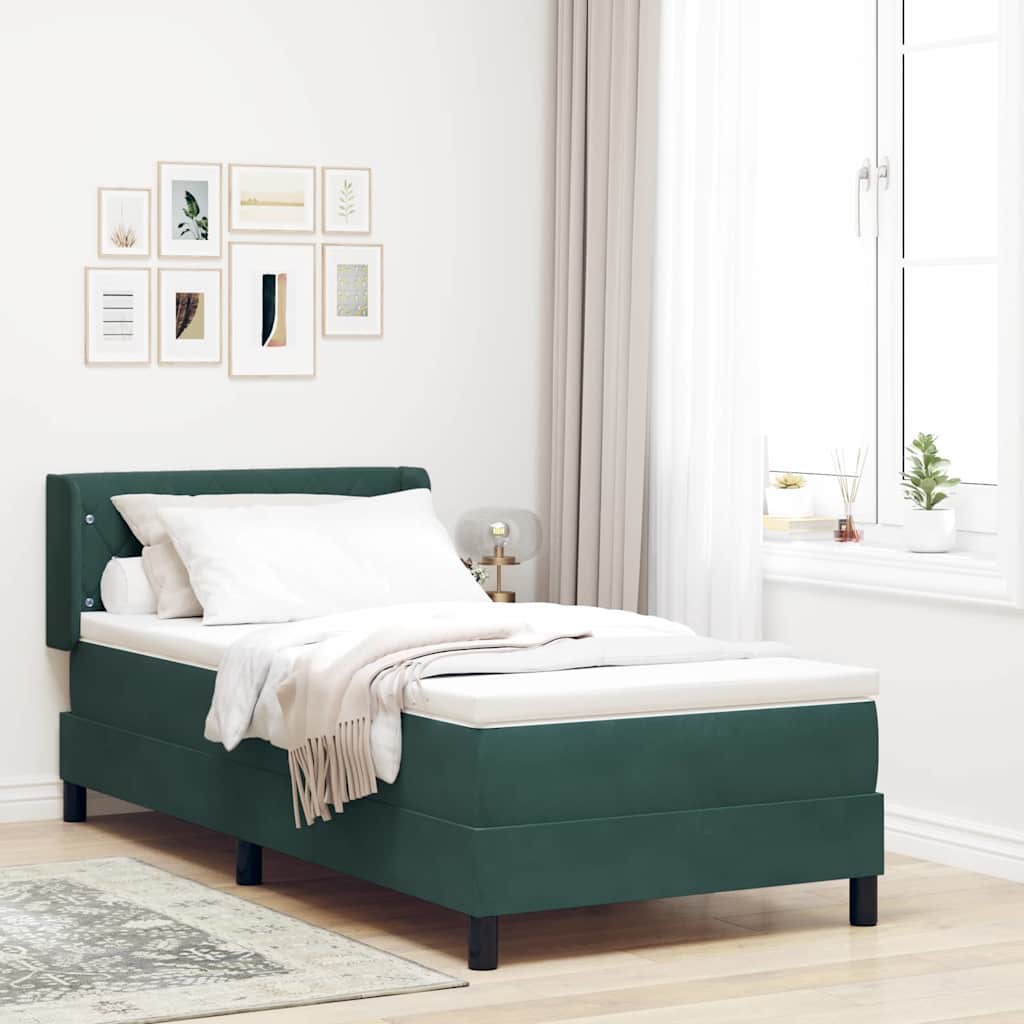 JUNG Vida Boxspringbett mit Matratze Dunkelgrün 200 x 90 cm Polyester