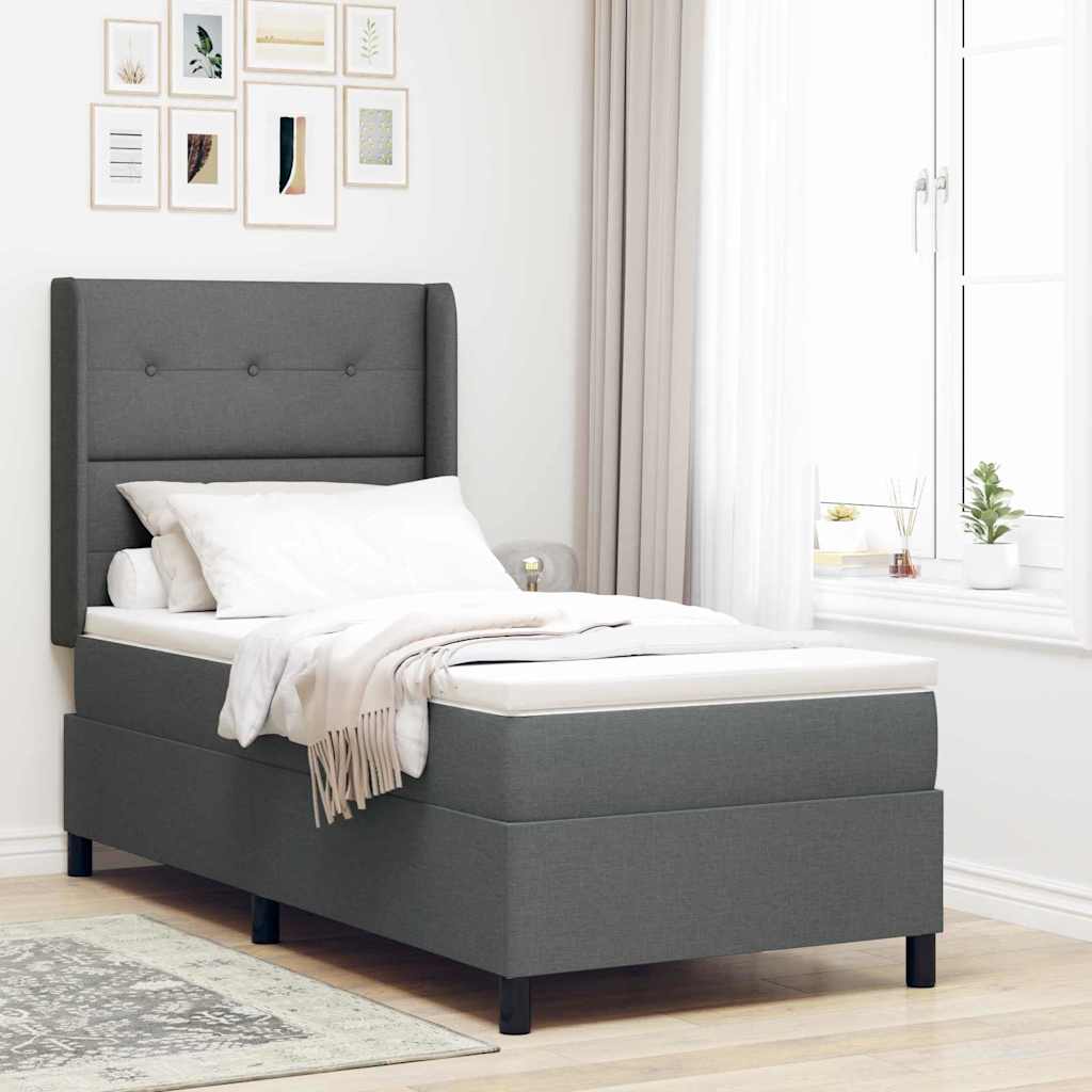 JUNG Vida Boxspringbett mit Matratze Dunkelgrau 80 x 200 cm Stoff