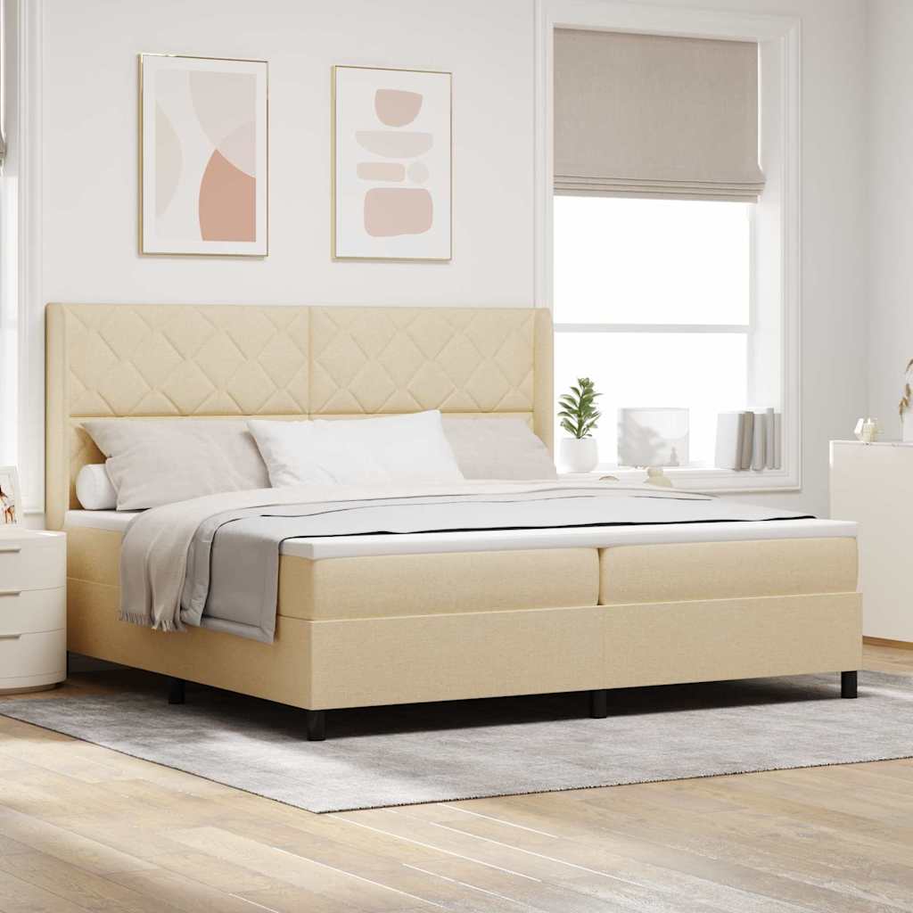 JUNG Vida Boxspringbett mit Matratze Creme 200 x 200 cm Stoff