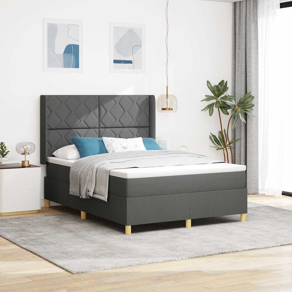 JUNG Vida Boxspringbett mit Matratze Dunkelgrau 160 x 200 cm Stoff