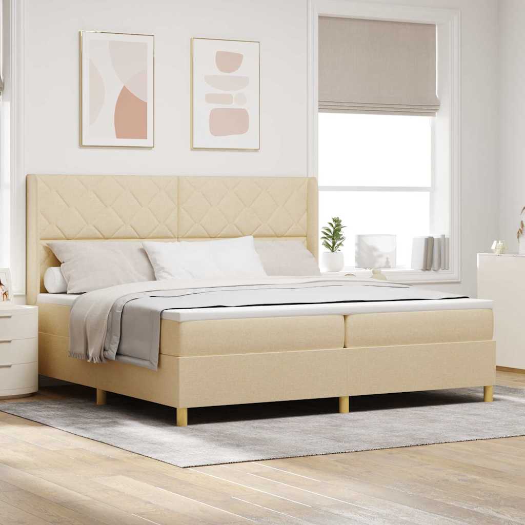 JUNG Vida Boxspringbett mit Matratze Creme 200 x 200 cm Stoff