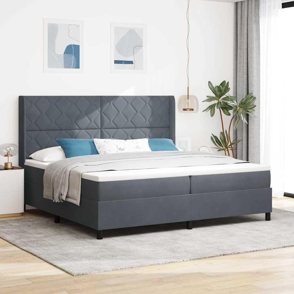 JUNG Vida Boxspringbett mit Matratze Dunkelgrau 200 x 200 cm Samt